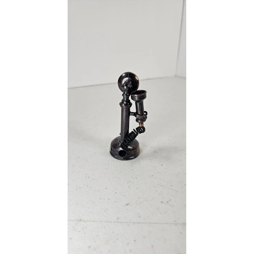 Vintage Miniature Diecast Metal Candlestick Telephone Pencil Sharpener Desk Top
